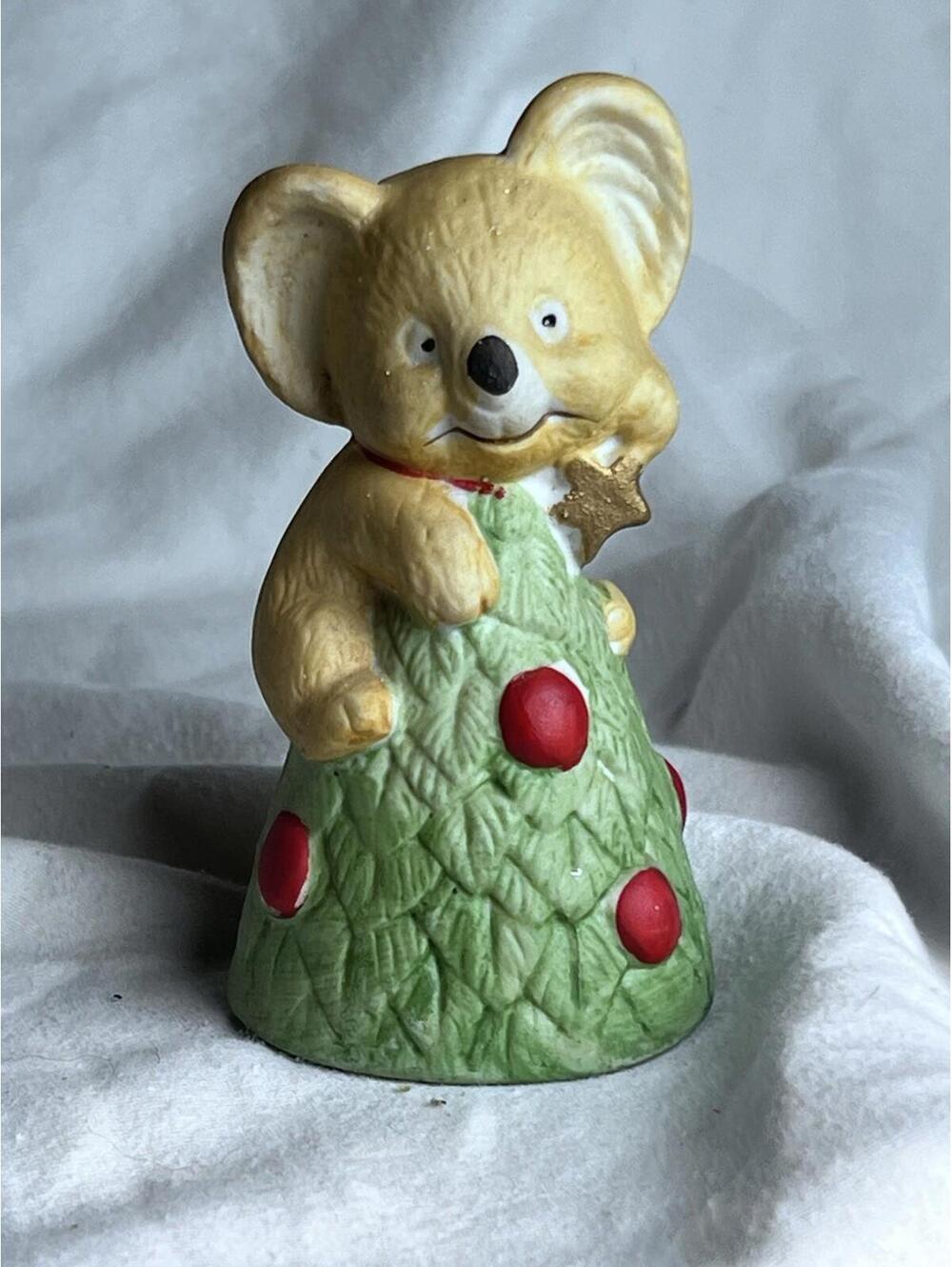 Jasco Vintage Critter Bell Koala/Christmas Tree 1980 Figurine